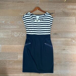 Donna Morgan Striped Dress | Blue & Cream | 14